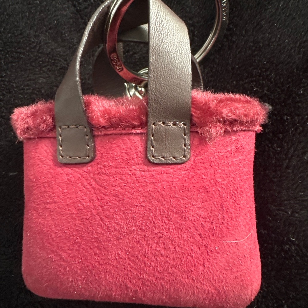 UGG Burgundy Mini Tote Keychain - Picture 2 of 3